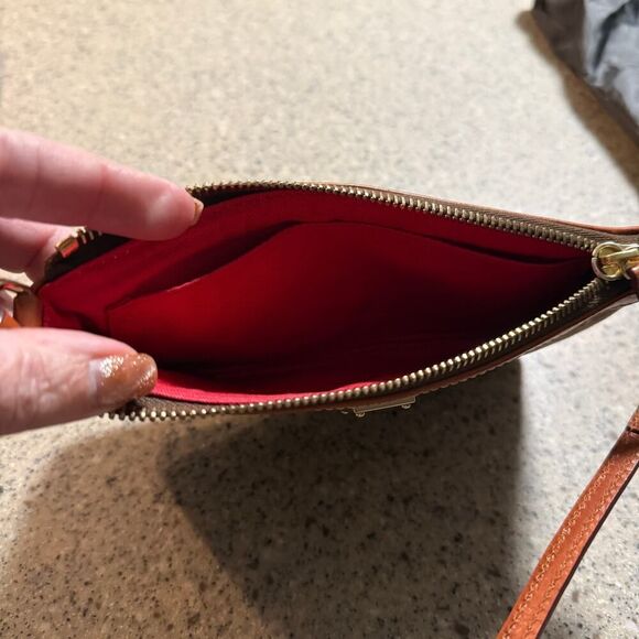 Dooney & Bourke Wristlet Bag Phone Holder , Red Interior Gold Hardware - Picture 3 of 4